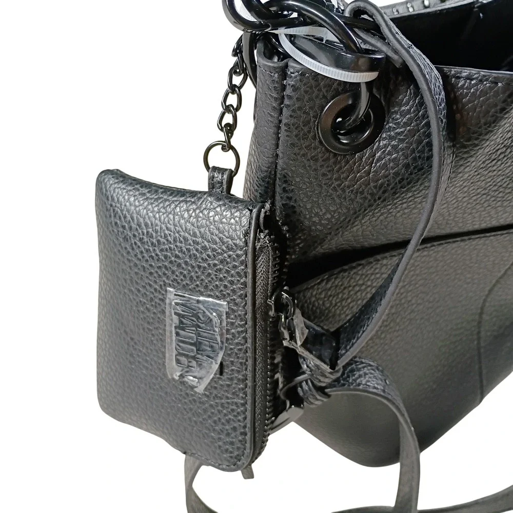 Steve Madden BKOLTT Hobo Bag Womens Black NEW Studded Strap Crossbody Purse